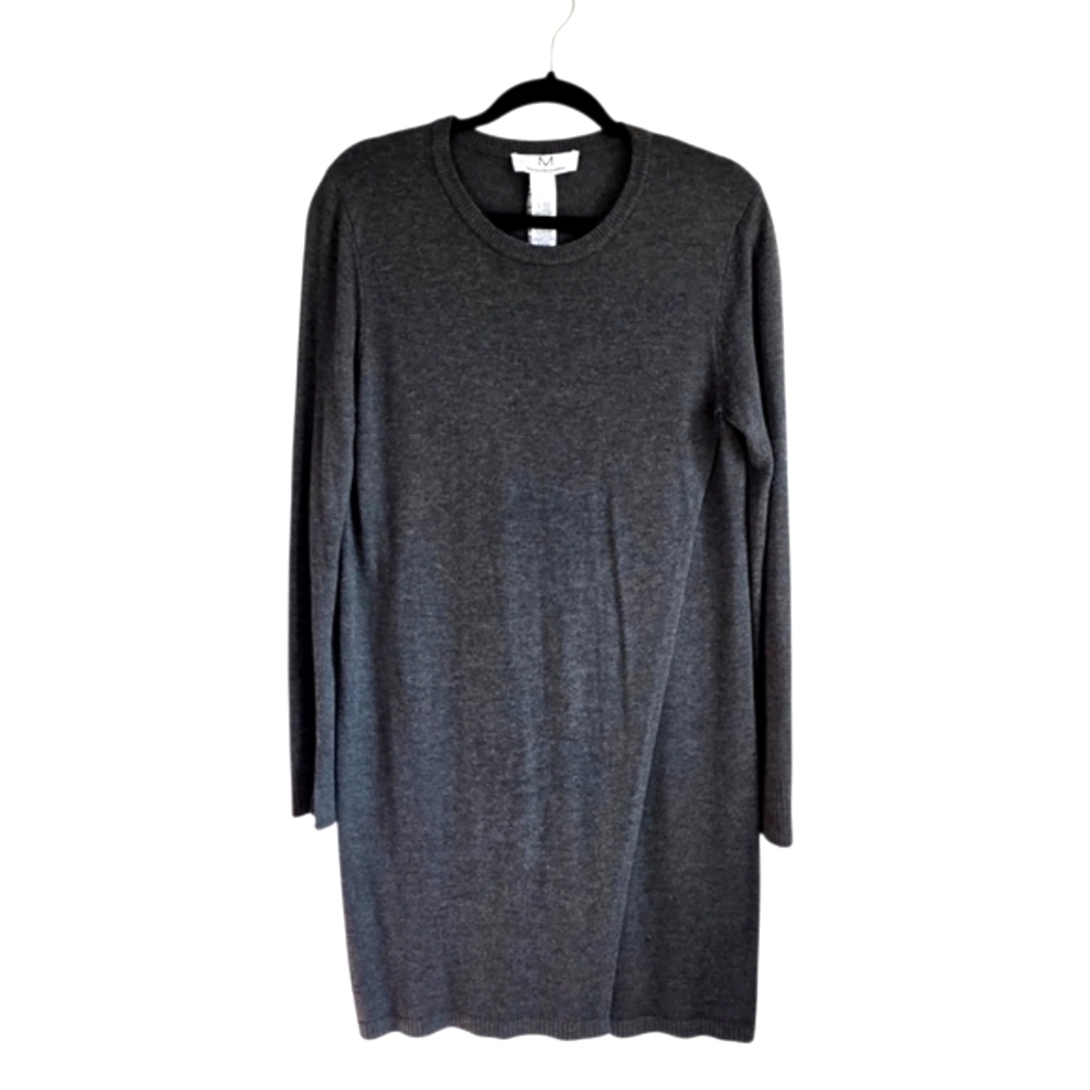 Magaschoni Grey Long Sleeve Crew Neck Knit Dress Sz Large
